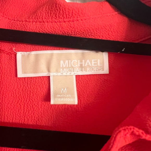Coral colored Michael Michael Kors zip front shirt - Picture 5 of 7